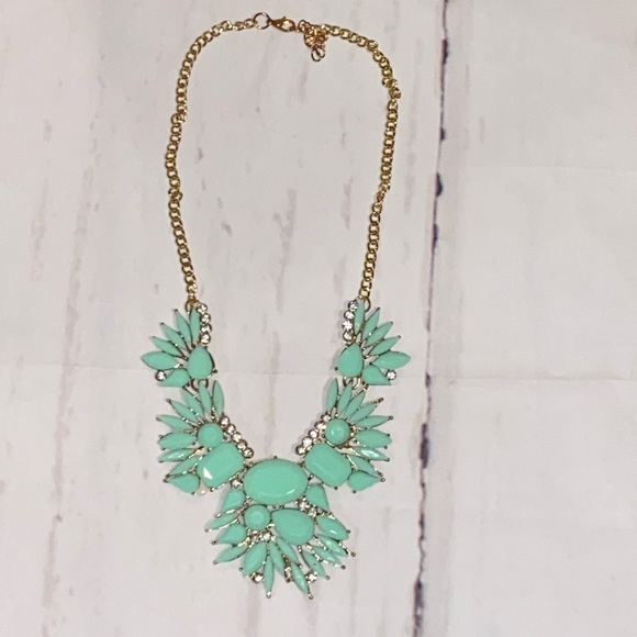 Mint Green Jeweled Statement Necklace - Picture 2 of 7